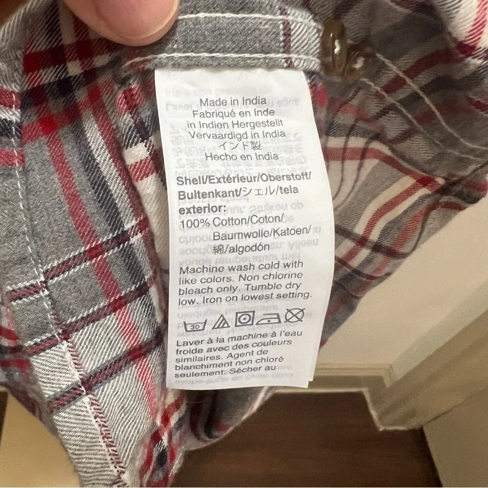 J.Crew flannel button-down slim fit long sleeve shirt Grey & Red Plaid XL